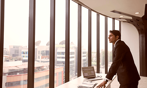 Looking at buildings