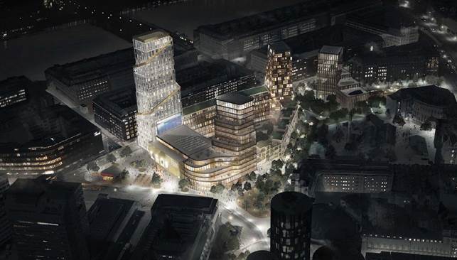 På taget bliver der bl.a. udendørs biograf, ligesom der er offentlig adgang til det 100 meter høje tårn. Herfra bliver der en fantastisk udsigt over København. Illustration: WERK.